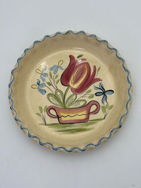 1971 Los Angeles Potteries Ovenware Floral Pie Plate